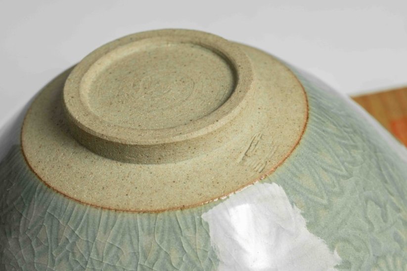 Kawai Masaki Celadon Flower Vintage Chawan