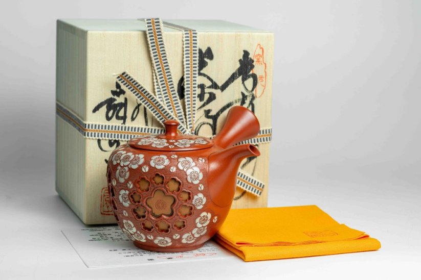 Shunen Mano Double-layer Red Plum Blossom Kyusu - 250 ml