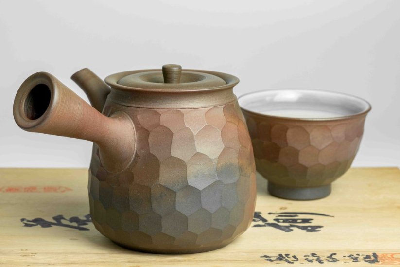 Jinshu Vintage Diamond Cut Yohen Kyusu Set - 350ml, 5*120ml