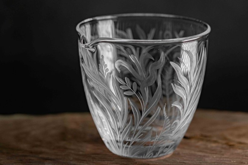 Handmade Czech Glass Carved Pitcher - 250ml