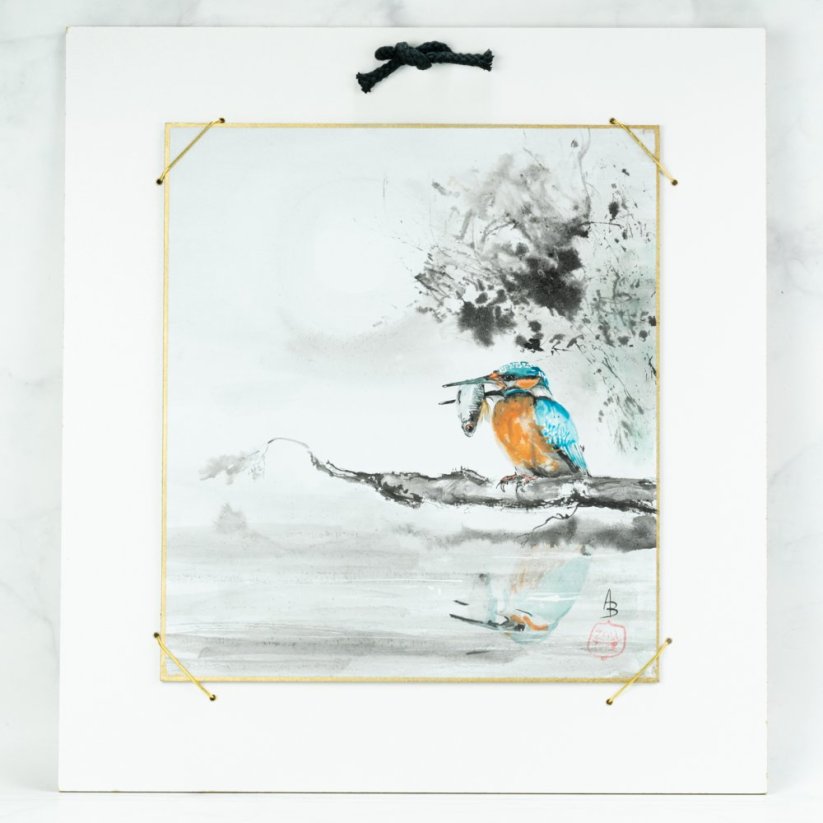 Sumie Shikishi - 24x27 cm - Kingfisher