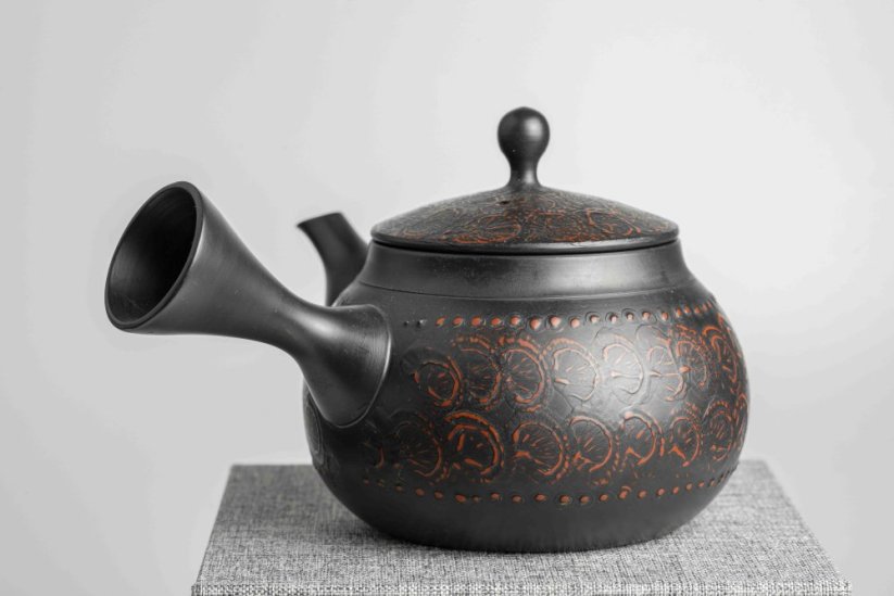 Reiko Vintage Black Red Flowers Kyusu - 240ml