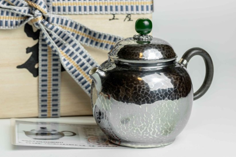 Pure Silver Jade Black Finish Tea pot - 130ml
