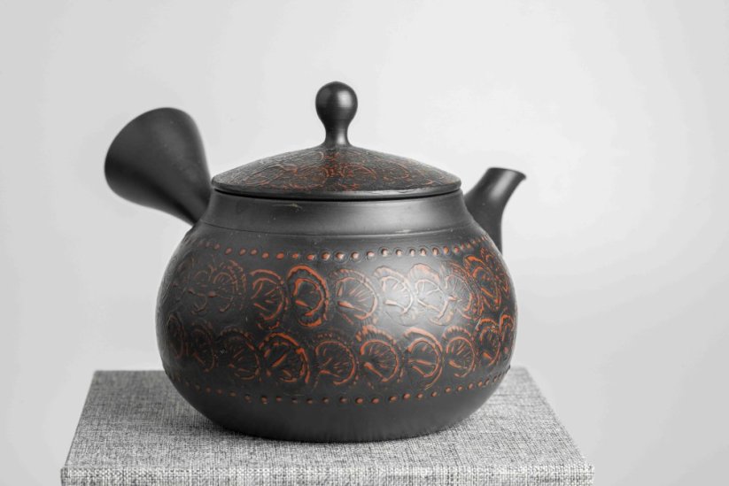 Reiko Vintage Black Red Flowers Kyusu - 240ml