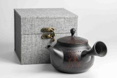 Reiko Vintage Black Red Flowers Kyusu - 240ml