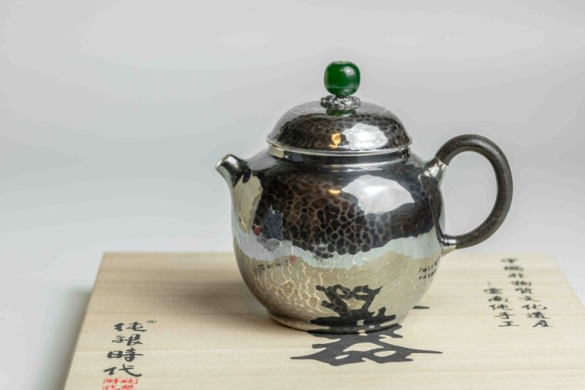 Pure Silver Jade Black Finish Tea pot - 130ml