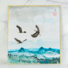 Sumie Shikishi - 24x27 cm - Eagles