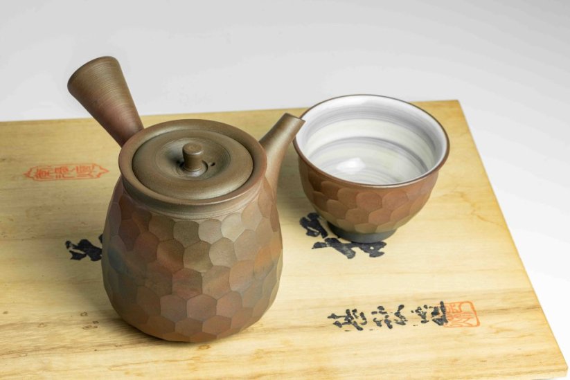 Jinshu Vintage Diamond Cut Yohen Kyusu Set - 350ml, 5*120ml