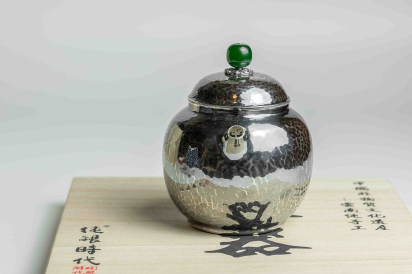 Pure Silver Jade Black Finish Tea pot - 130ml