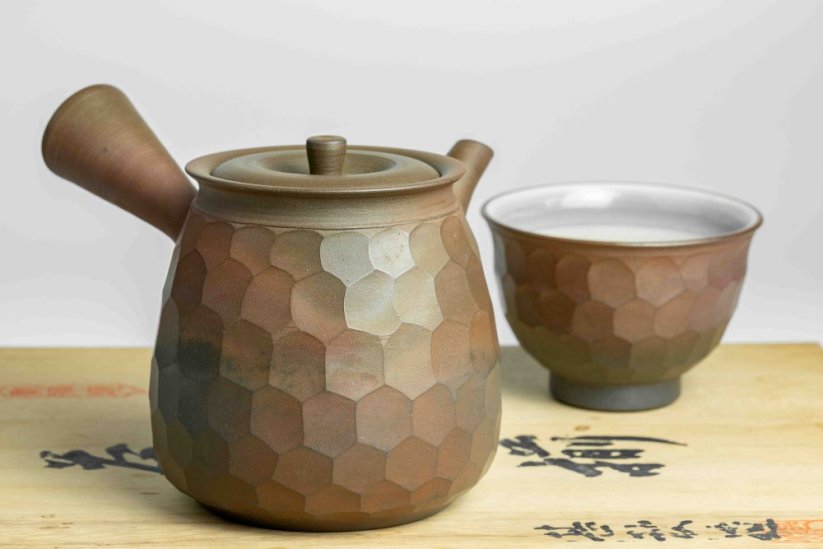 Jinshu Vintage Diamond Cut Yohen Kyusu Set - 350ml, 5*120ml