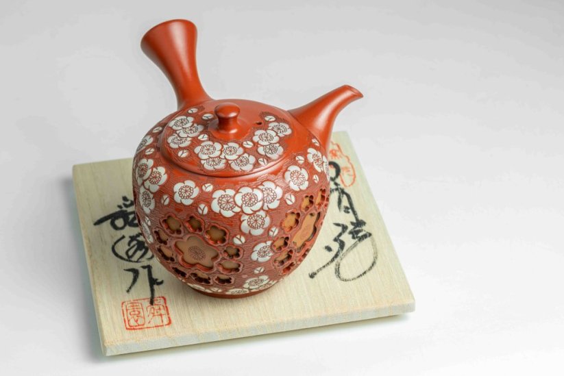 Shunen Mano Double-layer Red Plum Blossom Kyusu - 250 ml