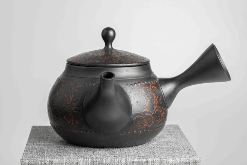 Reiko Vintage Black Red Flowers Kyusu - 240ml
