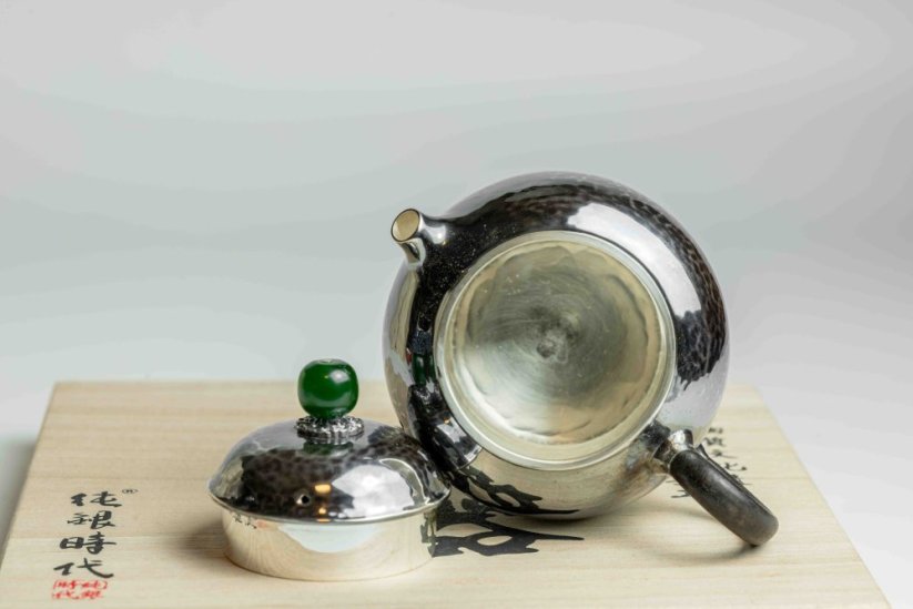 Pure Silver Jade Black Finish Tea pot - 130ml