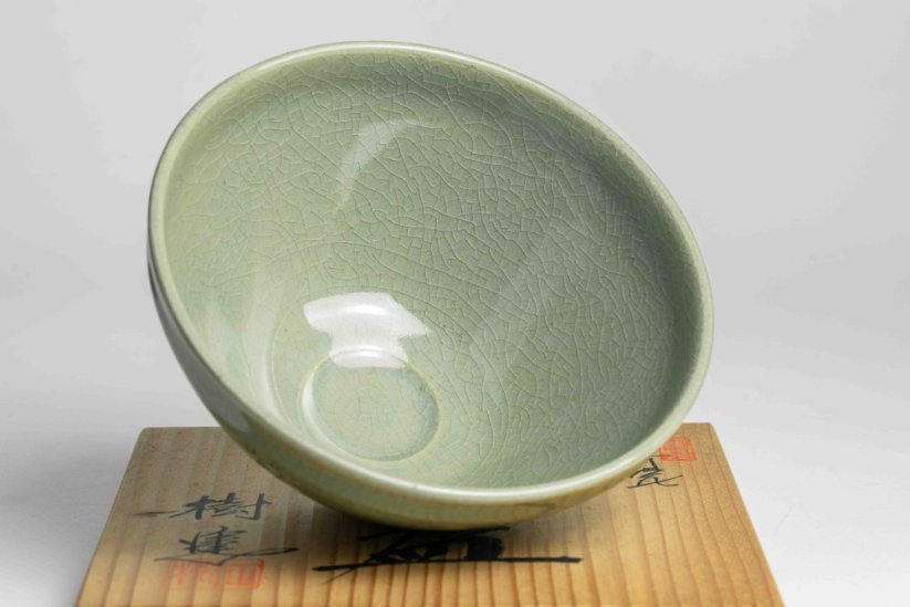 Kawai Masaki Celadon Flower Vintage Chawan