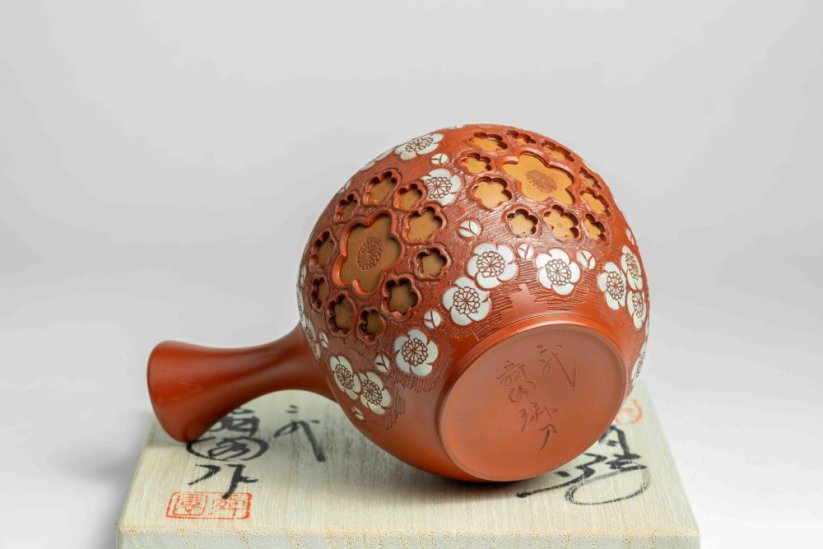 Shunen Mano Double-layer Red Plum Blossom Kyusu - 250 ml