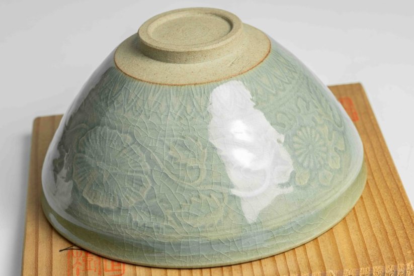 Kawai Masaki Celadon Flower Vintage Chawan