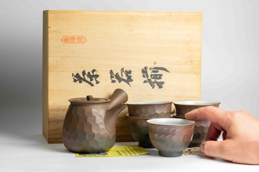 Jinshu Vintage Diamond Cut Yohen Kyusu Set - 350ml, 5*120ml