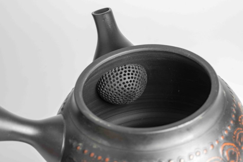 Reiko Vintage Black Red Flowers Kyusu - 240ml